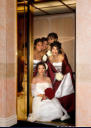 San Jose Wedding Photography - Bride & Bridesmaids in Elevator